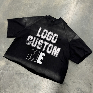 Camiseta extragrande recortada cuadrada personalizada para hombre, camiseta con serigrafía gráfica de peso pesado de algodón 220 Gsm 100% de alta calidad - Product Image 5