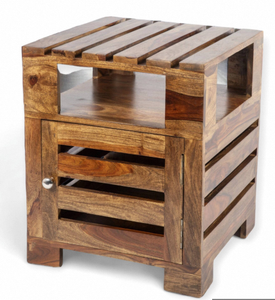 Solid Wood Side <b>Table</b> In Teak Finish Modern Accent <b>End</b> <b>Table</b> For Living Room Bedroom Home Decor Furniture - Product Image 5