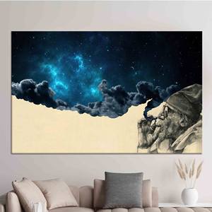 Tableau imprimé sur toile : Vieil homme fumeur - Décoration murale moderne, TOILE ENVELOPPEE - Product Image 1