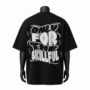 T-shirt en coton noir surdimensionné personnalisé pour homme, style streetwear, imprimé graphique, coupe ample, décontracté, été, vintage, délavé - Product Image 2