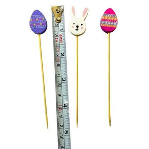 100 pezzi di stuzzicadenti da Cocktail in bambù fatti a mano da 5 pollici per il tema delle uova di pasqua per le decorazioni natalizie - Product Image 2