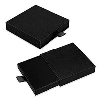 Caja de Regalo de Papel Negro para Joyería, Pendientes, Collares y Colgantes, con Logotipo Personalizado, Caja de Joyería de Lujo con Cajón, Empaque para Joyería