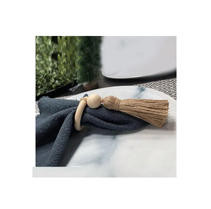 Perles en bois gland corde de chanvre anneau de serviette perles rondes couleur originale corde de chanvre boucle de serviette au meilleur prix - Product Image 2