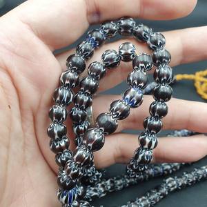 Perles de verre au chalumeau en cristal africain fabriquées à la main Vintage Black Brown Chevron Pattern Tribal-Inspiré Commandes en gros - Product Image 4