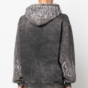 Pull à capuche délavé à l'acide style high street pour hommes en coton de haute qualité avec motif solide Impression numérique du logo personnalisé - Product Image 4