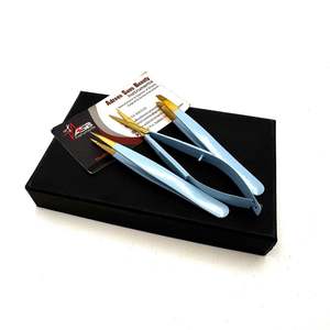 Pinzas y Tijeras para Cejas con Punta Inclinada en Azul Claro y Dorado con Logotipo Personalizado, Juego de Herramientas de Belleza para Dar Forma a las Cejas, Servicio OEM - Product Image 6