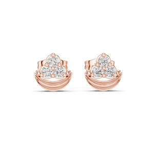Pendientes de Media Luna con Diamantes, Claridad VVS-VS Cultivados en Laboratorio, 0.36 CT de Peso Total, Oro de 18K, 14K, 10K y Plata 925, Color Rosa - Product Image 1