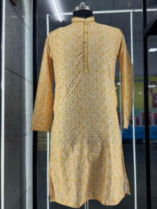 Para Hombre Tradicional Kurta Con Pijama en Algodón Con Lucknowi Trabajo e Imprimir Kurta diseños al por mayor - Product Image 3