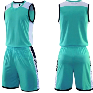 Custom Sublimated Basketball Jersey Shorts Set V-Neck Sleeveless Moisture Wicking Breathable Quick Dry Men's <b>Athletic</b> Fit Green - Product Image 1