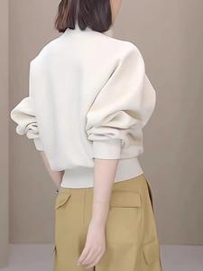 Fashion Stand Collar <b>Zipper</b> <b>Sweatshirts</b> Women's Clothing 2023 Autumn Winter Casual Tops Max <b>Sweatshirts</b> - Product Image 4