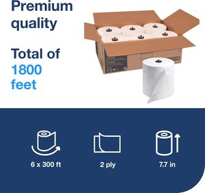 Rouleau de serviettes pour les mains Tork Matic Extra Soft H1, blanc avec feuille bleue, Premium 2 plis, 300 pieds/rouleau, 6 rouleaux/boîte (290094) - Product Image 5