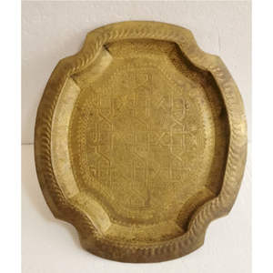 Plat de service en cuivre gravé à la main |   Thali de décoration pour mariage et maison, style classique, design moderne et luxueux, MOQ 100 pièces - Product Image 4