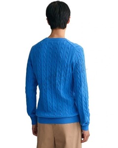 Cable Knit Crew Neck Sweater Blue Color High Quality Manufacture Cheap Price Long Sleeve Winter Wool Cotton Breathable Sweaters - Product Image 2