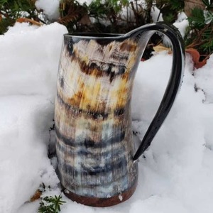 Authentic Viking Horn Cup Handmade Eco-Friendly Buffalo Horn Natural Shape Drinking Mug for Holiday Decoration <b>Gift</b>-Wholesale - Product Image 2