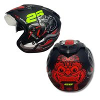 Casque de moto ABS à visage ouvert de haute qualité, nouveau modèle JP7 Snake 26, noir mat |   Double visière certifiée SNI, aérodynamique