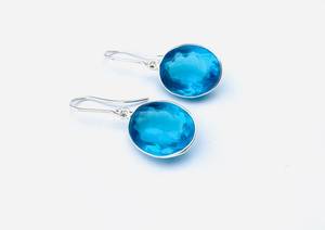 Boucles d'oreilles clous en argent sterling 925 avec topaze bleue, pierre précieuse naturelle, faites à la main, bijoux de fête mignons, cadeau pour elle, élégante - Product Image 2