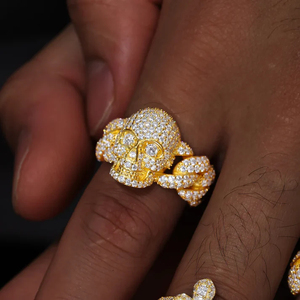 แหวนเพชรโมอิส925แท้ VVS เงินสุดหรูแหวนหัวกะโหลกแนวฮิปฮอปเย็นสุดหรูผ่านการทดสอบเพชร - Product Image 1