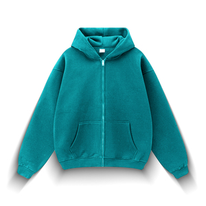 Sweat à capuche pour homme personnalisé OEM, logo 2026, chaud, 100% coton molletonné, surdimensionné, fermeture éclair, style streetwear, uni, teinture unie, vêtements bon marché - Product Image 6