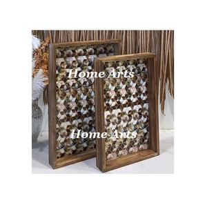 Ensemble de 2 plateaux à thé et à café de tailles différentes, design classique, en bois, pour servir des chocolats, des dattes, best-seller - Product Image 6