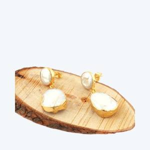 Recién llegado, pendientes de plata de ley 925 con piedras preciosas chapadas en oro en forma de pera para bodas y regalos - Product Image 4