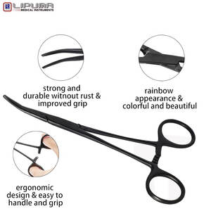 Fórceps Kelly hemostáticos con revestimiento negro Premium Sistema de bloqueo seguro Acero inoxidable de grado quirúrgico de alta calidad - Product Image 3