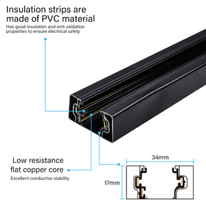 3線式アルミ製LEDトラックガイドレール、モダンデザイン、長さ1m、1.5m、2m、白/黒、小売店向け、CRI 90、3年保証 - Product Image 5