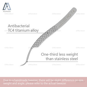 Pinzas de pestañas plateadas resistentes al calor de acero inoxidable con estuche de cuero para extensión de pestañas postizas - Product Image 3