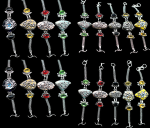 Bracelet de pierres précieuses multicolore élégant pour femmes mode gros bracelets mixte pierres précieuses cuivre laiton bijoux cadeau bracelet de mode - Product Image 1