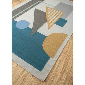 พรมขนสัตว์ทอลายตารางสีน้ำเงิน รุ่น Adwl-13090 ลายแบบนามธรรม สำหรับห้องโถงทางเดินในบ้าน รูปทรงสี่เหลี่ยมผืนผ้า วัสดุวิสโคส สำหรับห้องนั่งเล่นและห้องนอน - Product Image 2