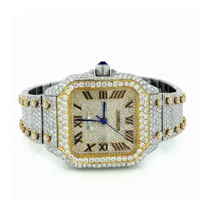 世界各地有保证的质量冰压碎的莫伊桑石出口商价格合理的男女真钻石手表