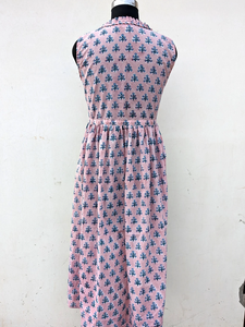 Vestido Maxi de Algodón Estampado a Mano, Floral, Hecho a Mano, para Verano y Otoño, Método de Tejido No Tejido, Vestido Maxi Largo - Product Image 6