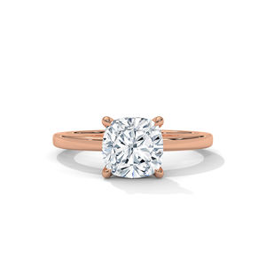 แหวนแฟชั่นประดับเพชรทรงกลมตัดสีโรสโกลด์สำหรับผู้หญิงดีไซน์คลาสสิก IGI ได้รับการรับรองทอง18K สำหรับงานแต่งงาน - Product Image 1
