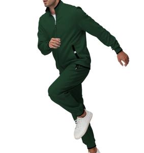 Conjunto Deportivo Básico para Hombre, Tallas Grandes, 2 Piezas, Sudadera con Capucha y Pantalones, Ropa Deportiva para Gimnasio, Fitness, Jogging, con Cremallera Completa, 100% Primavera - Product Image 3