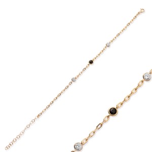Tiny Design CZ Stone Turkish Silver <b>Rose</b> <b>Gold</b> Plated Charm Bracelet Turkish Wholesale Handmade Trendy Style 925 Sterling Silver - Product Image 3