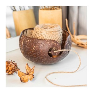 Natural handmade coconut shell yarn bowls crochet wool yarn holder bowl wholesale made in Vietnam