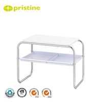 Table basse moderne à 2 niveaux avec structure en tube d'acier - Table d'appoint mobile pour salon, mobilier de maison, assemblage DIY, modèle TB73
