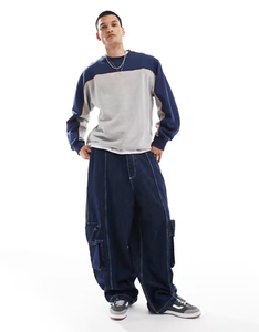 Vente en gros de pulls thermiques 100% coton de couleur bicolore pour adultes sweats à capuche imprimés bouffants personnalisés pour hommes - Product Image 2