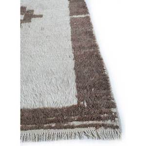 Tapis en laine classique Nuray beige et marron, noué à la main, géométrique, tissage plat 3D pour la maison, la chambre, le couloir, rectangulaire 9x12, Pae-1378 - Product Image 4