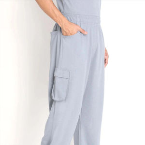 Pantalones de chándal de carga transpirables para hombre, Cintura elástica de color sólido, Algodón ligero de talla grande, venta al por mayor - Product Image 2