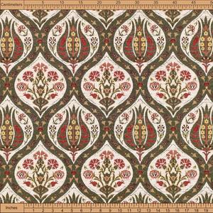 Tapicería Floral Bohemio Boho con Diseño de Tulipanes, Tapicería Turca Marroquí Oriental Étnica para el Hogar, Tela de Tapicería por Metros - Product Image 1