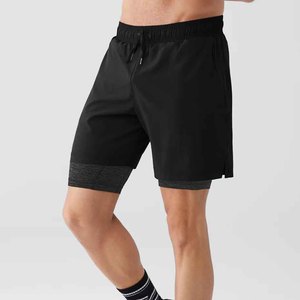 Nouveaux shorts de course noirs pour hommes, séchage rapide, avec poches, taille à cordon, longueur Bermuda, vêtements de sport décontractés, vente en gros - Product Image 5