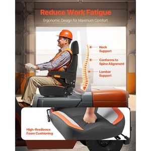 New Adjustable <b>Forklift</b> Seat With Armrest Headrest Seatbelt For Tractor Mower Farm Use - Product Image 4
