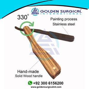 Rasoir à lame droite avec lames remplaçables, manche en bois pour salon de coiffure et usage domestique - Product Image 5