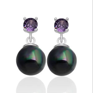 New Arrival Azuris Luxury 925 Sterling <b>Silver</b> Gold Plated 8mm Freshwater Black Pearl Classic <b>Stud</b> <b>Earrings</b> for Women Istanbul - Product Image 4