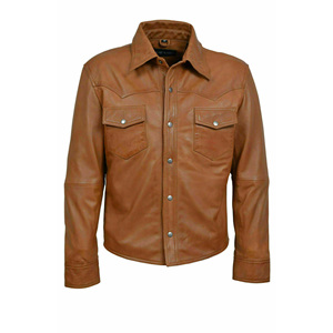 Chemise en cuir à la mode pour hommes sur mesure Chemise en cuir à la mode pour hommes Chemise en cuir coupe décontractée Produit très vendu de haute qualité - Product Image 1