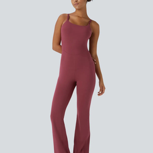 Combinaison de sport longue sans manches pour femme, dos nu, effet froncé aux fesses, idéale pour le yoga et la gym - Product Image 2