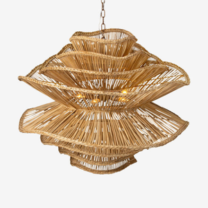 Lampes suspendues en rotin suspendues faites à la main au Vietnam avec bordure ondulée unique en grande vente pour restaurants et hôtels - Product Image 6