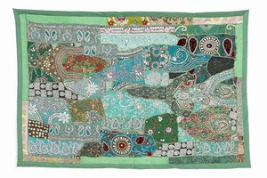 Indian Vintage Bohemian <b>Wall</b> <b>Tapestry</b> Art Curtain, Sari Patchwork <b>Wall</b> Hanging <b>Tapestry</b> <b>Wall</b> Backdrop Art, Handmade <b>Wall</b> Hanging - Product Image 2