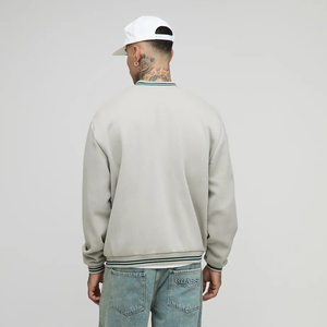 Custom Made 100% Cotton <b>fleece</b> varsity jacket for men's Streetwear oversized with contrast rib Hip Hop man varsity Jacket - Product Image 3