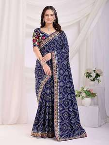 Exclusive Designer Brocade Designer Saree Best For Wedding And Festival Modern Ethnic Bandhani Collection Export Grade - Product Image 5